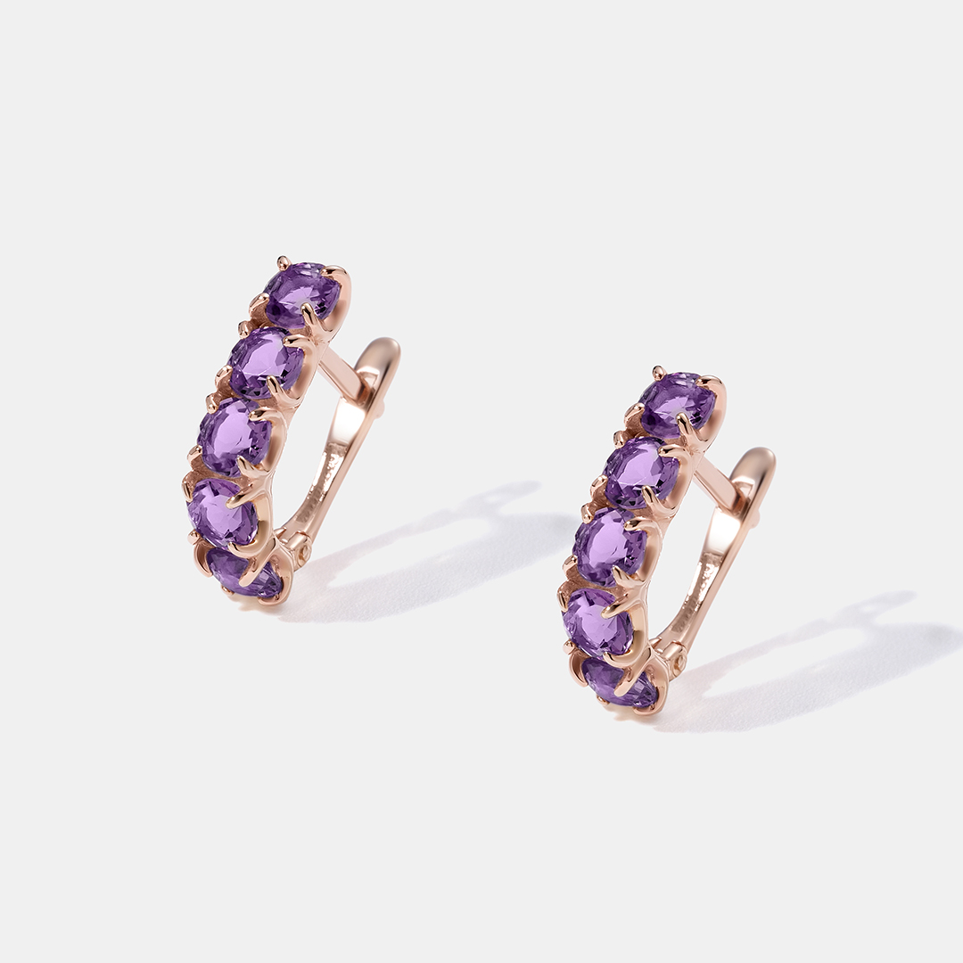 Серебряные серьги с аметистами