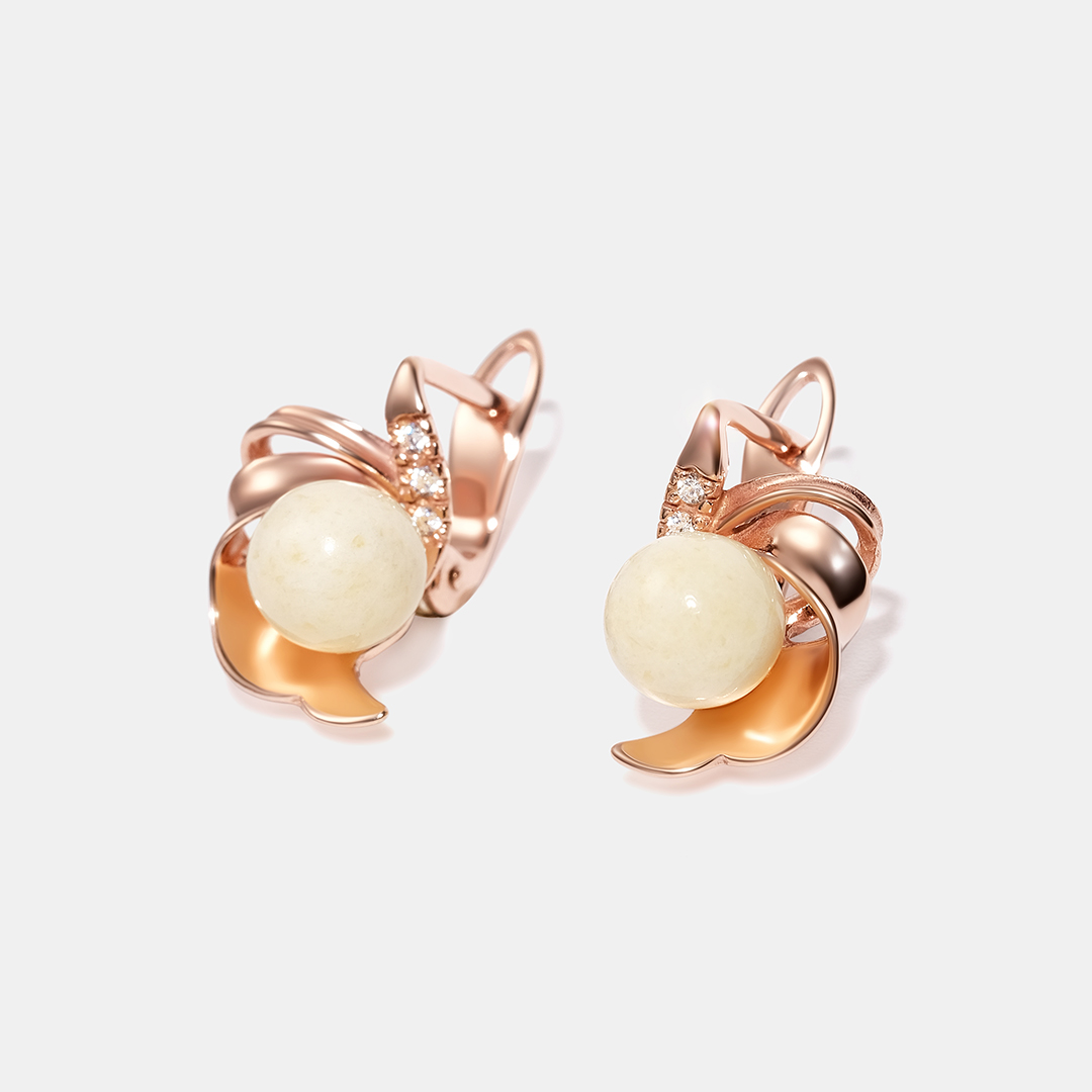 Серебряные серьги с янтарем