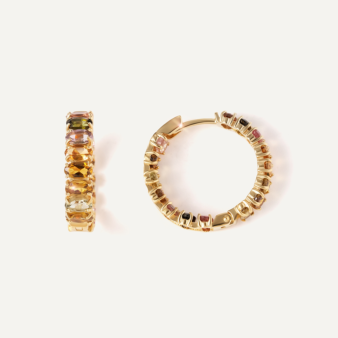 Серебряные серьги-конго с турмалинами