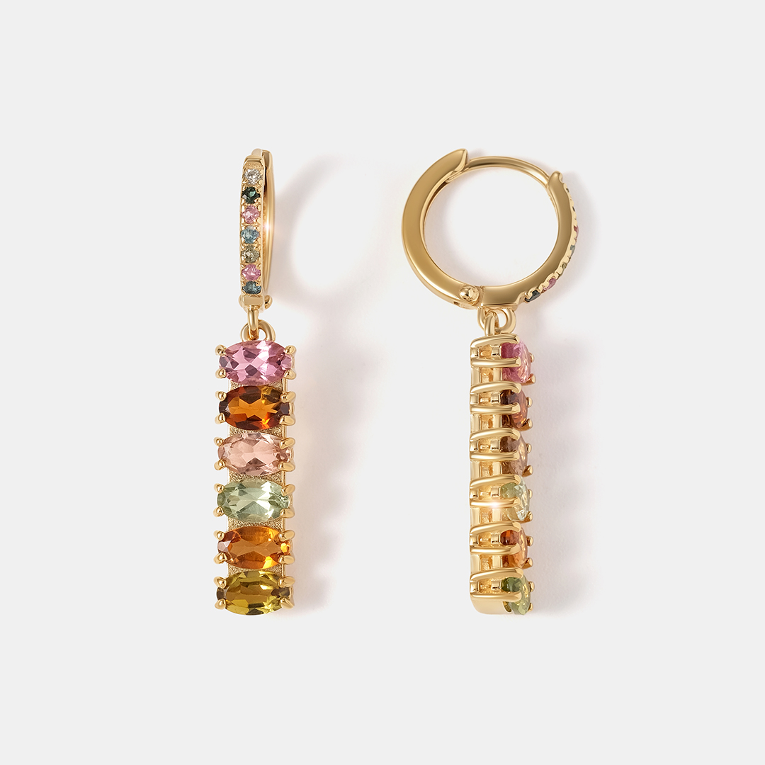 Серебряные серьги-конго с турмалинами