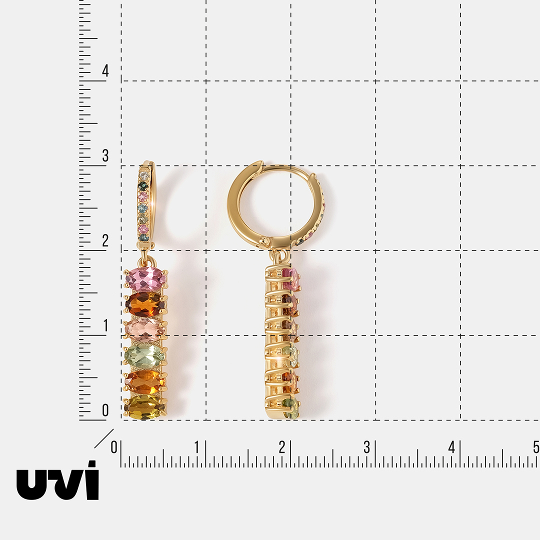 Серебряные серьги-конго с турмалинами