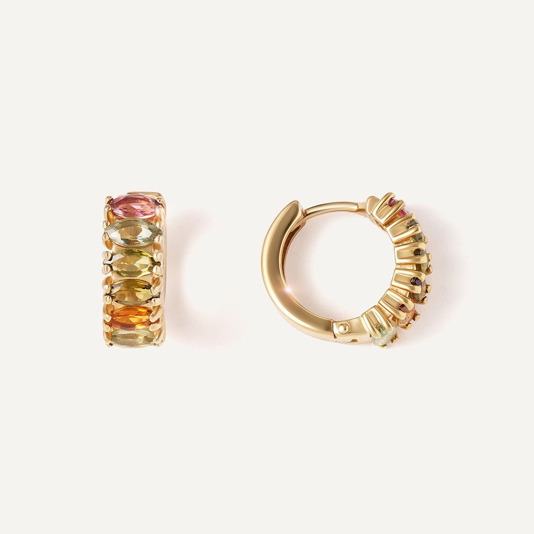 Серебряные серьги-конго с турмалинами