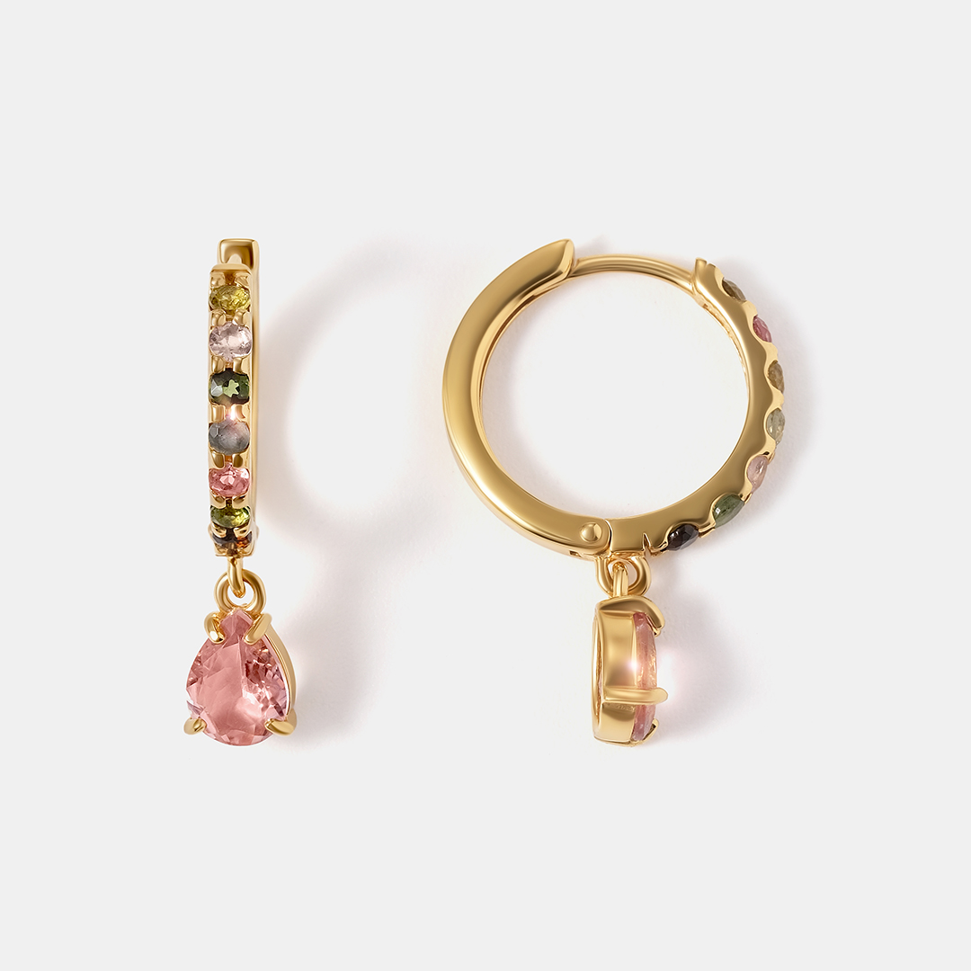 Серебряные серьги-конго с турмалинами