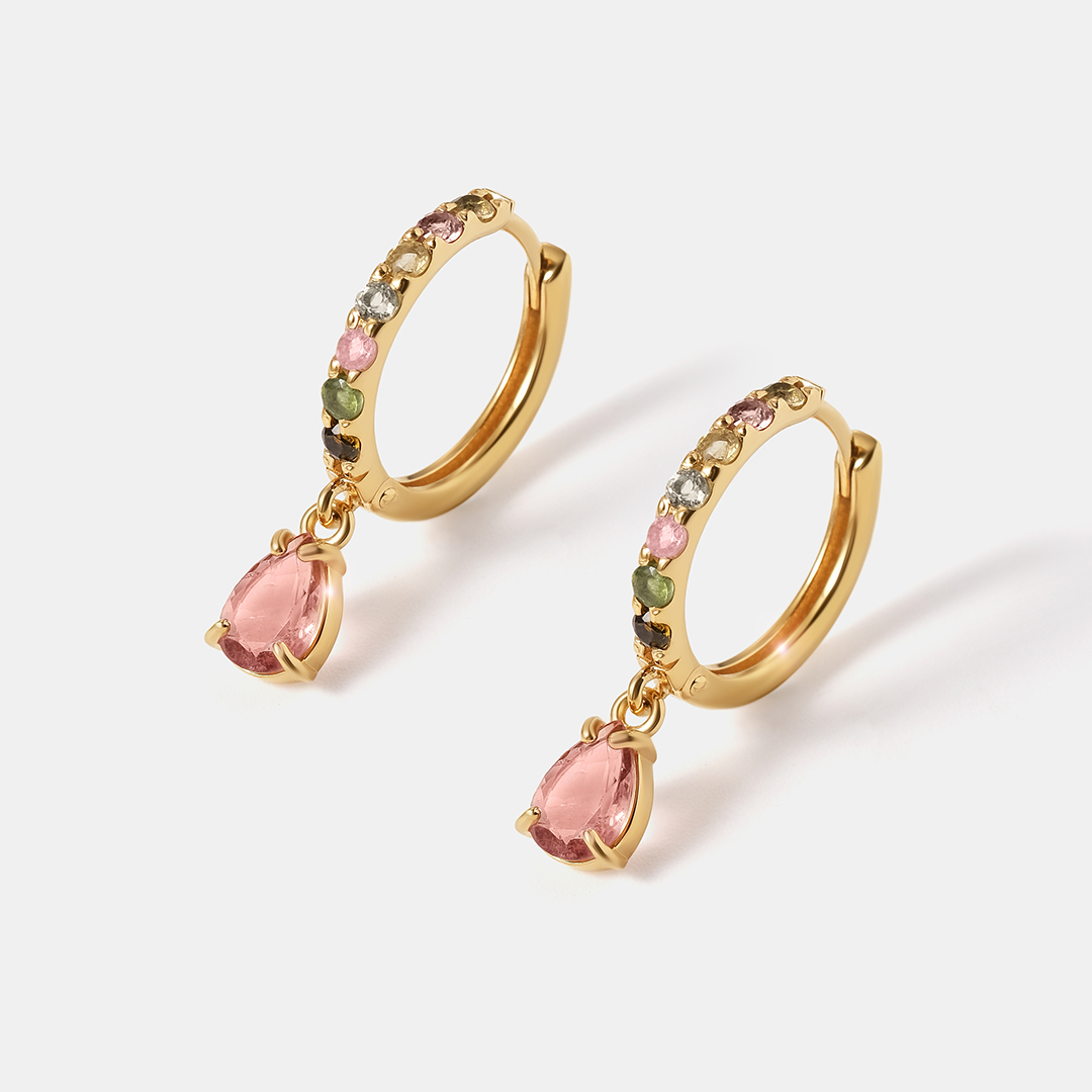 Серебряные серьги-конго с турмалинами