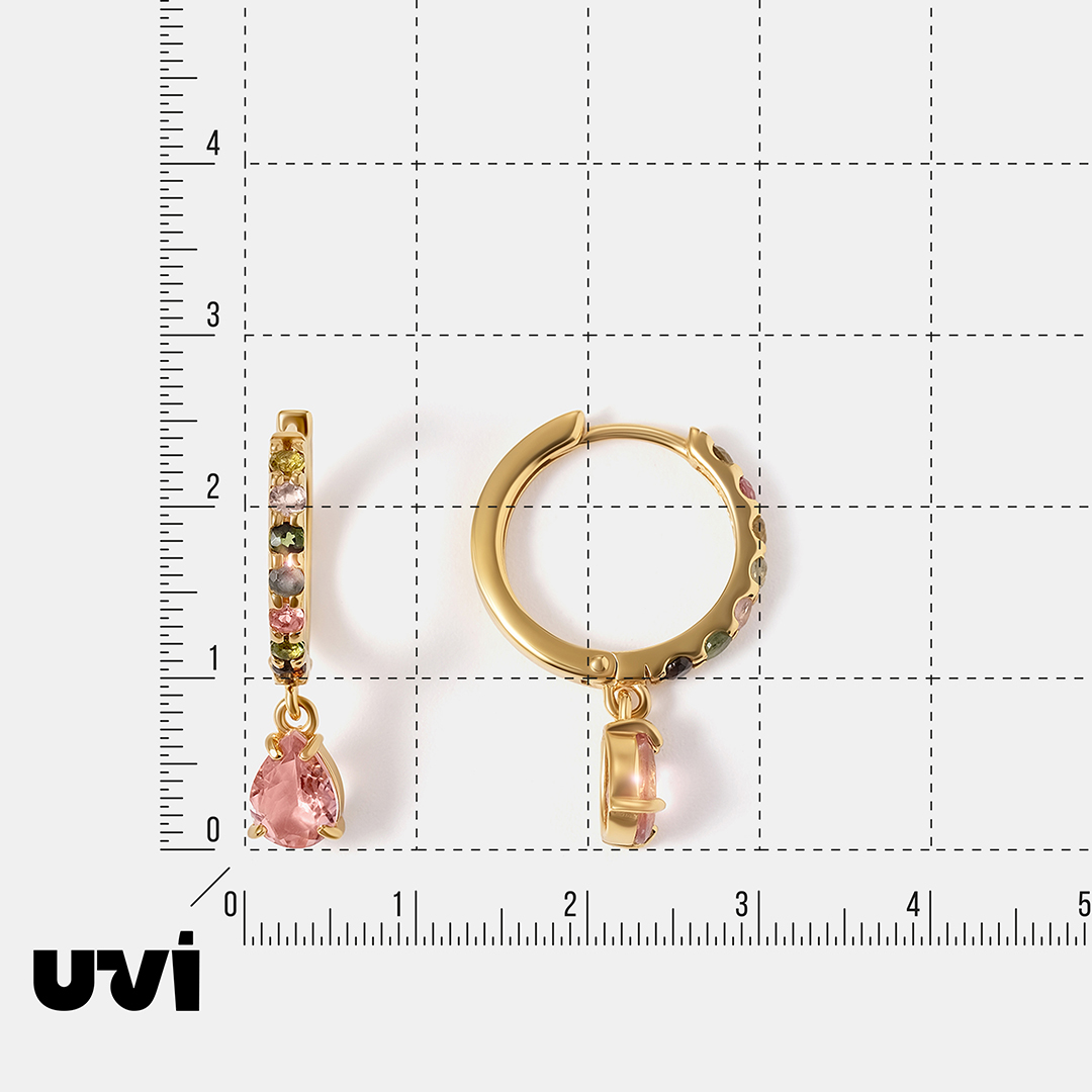 Серебряные серьги-конго с турмалинами