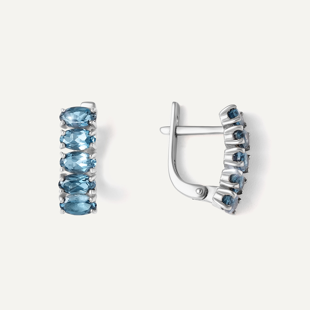 Серебряные серьги с топазами Лондон