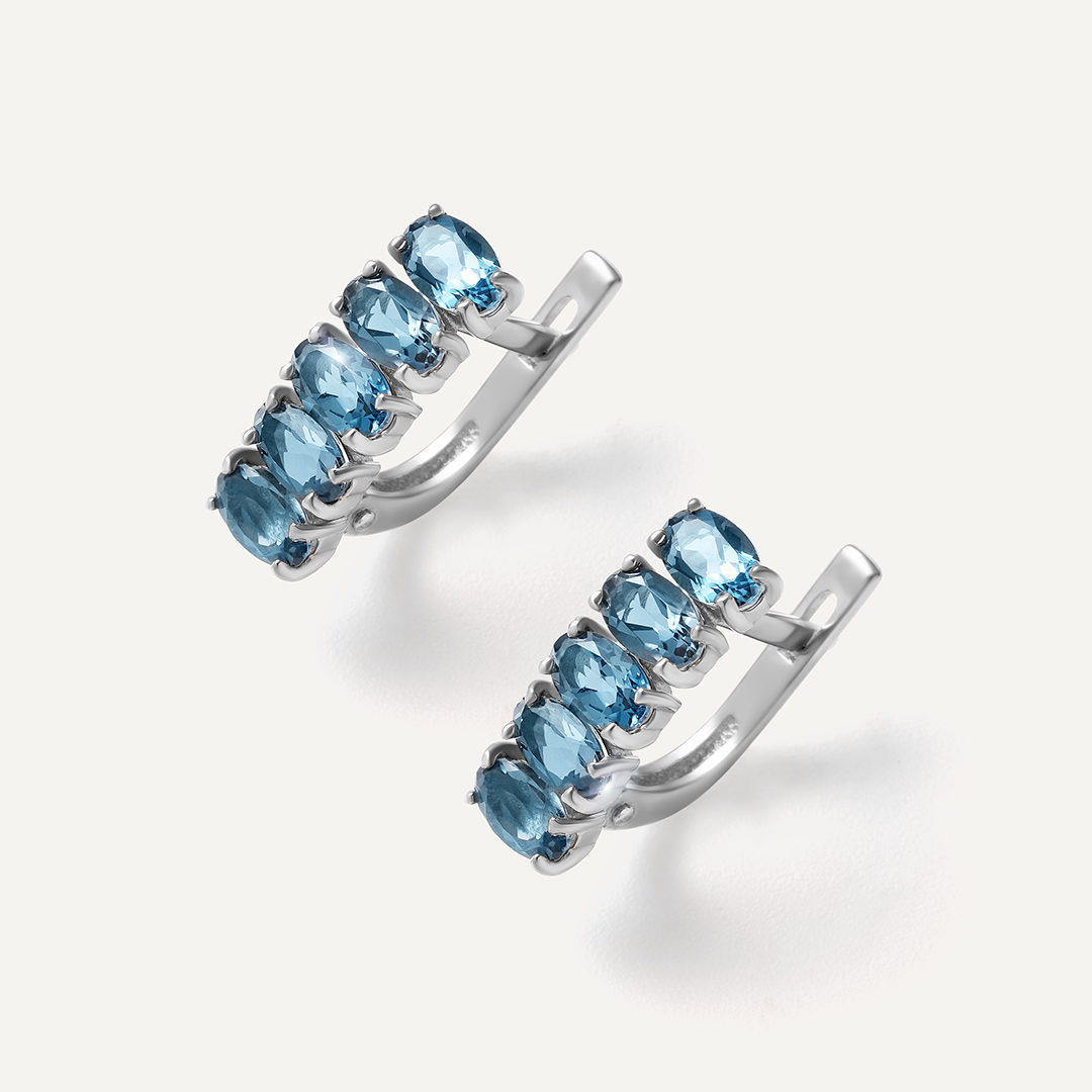 Серебряные серьги с топазами Лондон