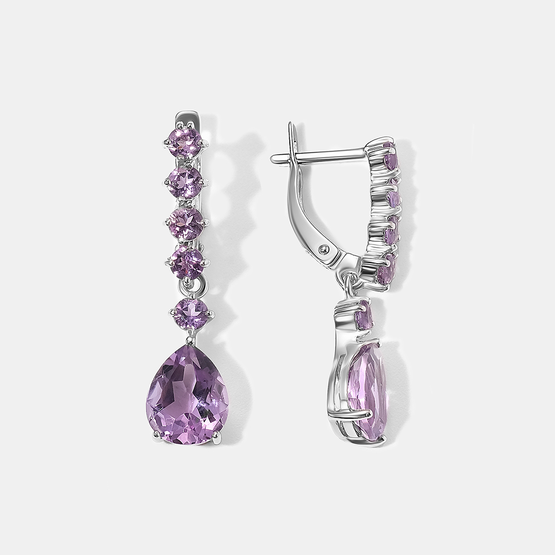 Серебряные серьги с аметистами