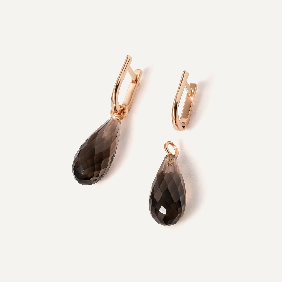 Серебряные серьги с раухтопазами