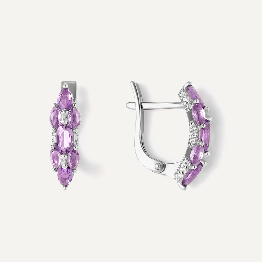 Серебряные серьги с аметистами