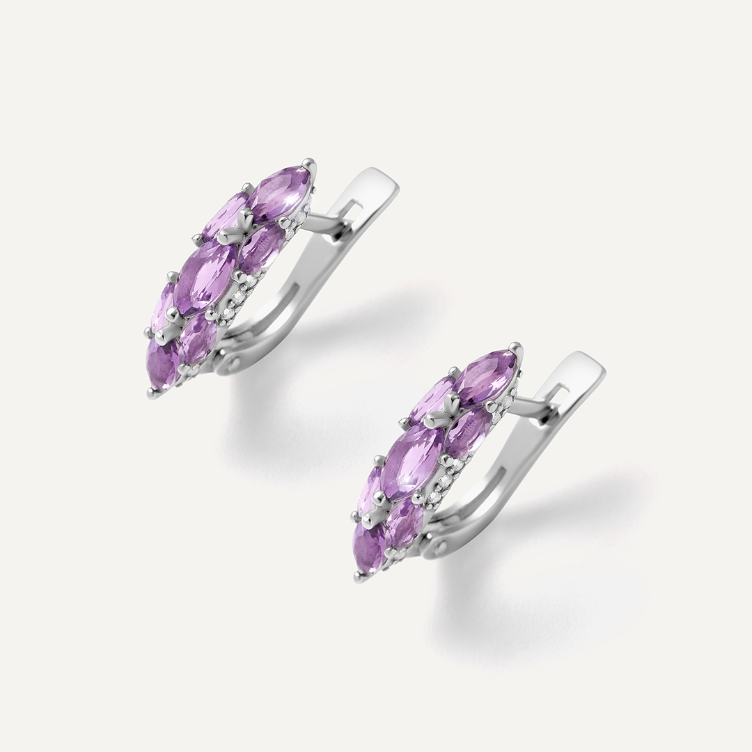 Серебряные серьги с аметистами