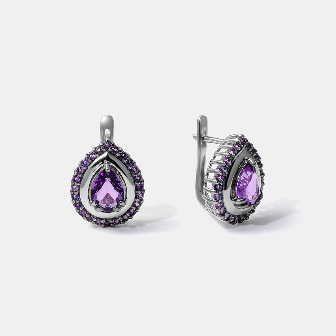 Серебряные серьги с аметистами