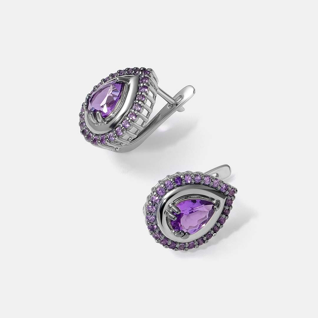 Серебряные серьги с аметистами