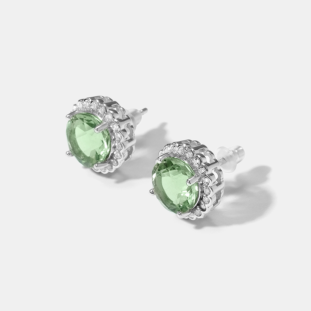 Серебряные серьги-пусеты с флюоритами