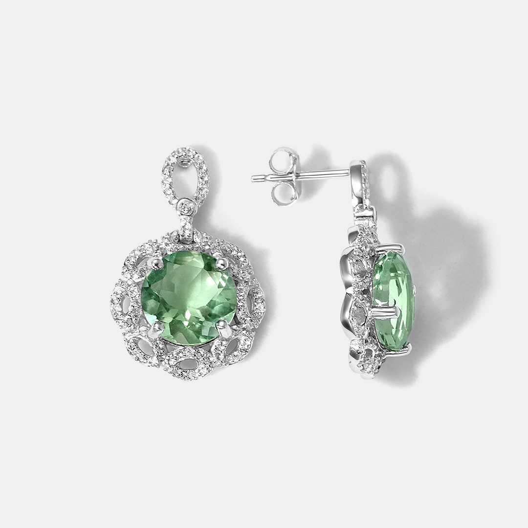 Серебряные серьги с флюоритами