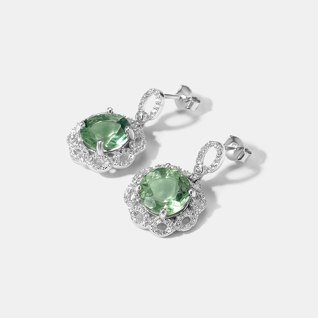 Серебряные серьги с флюоритами