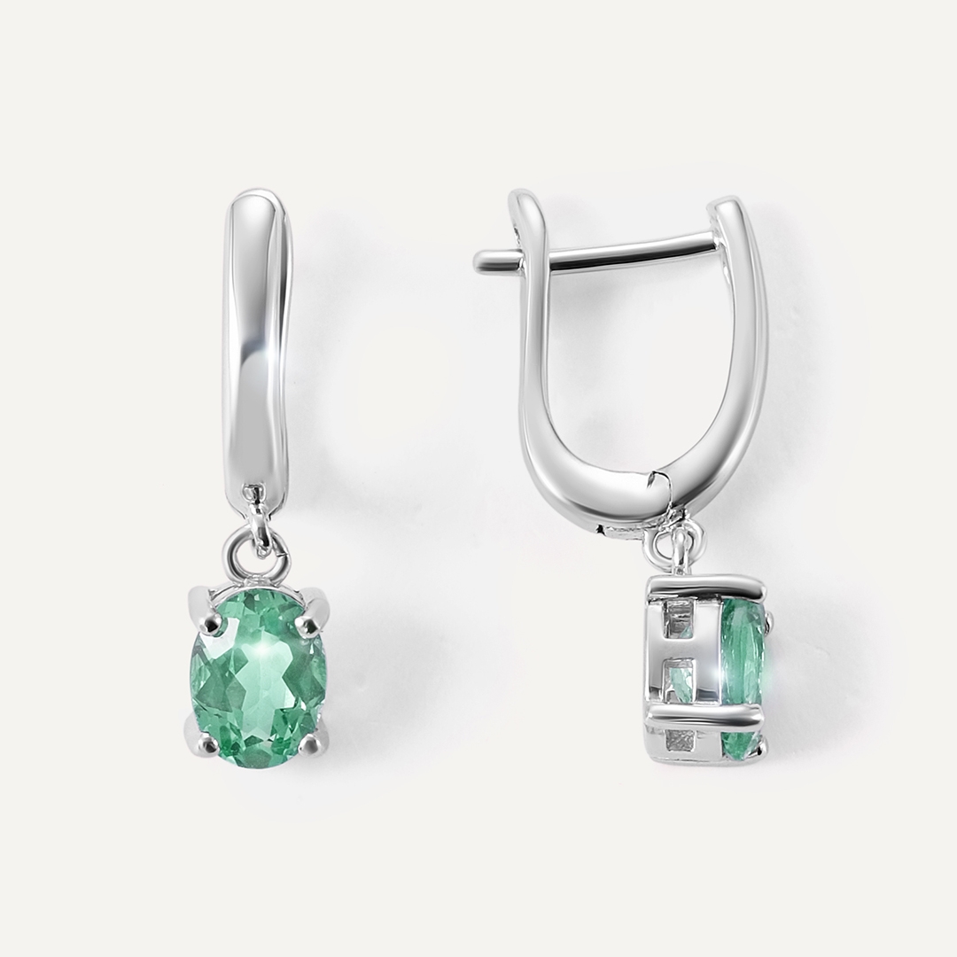 Серебряные серьги с апатитами