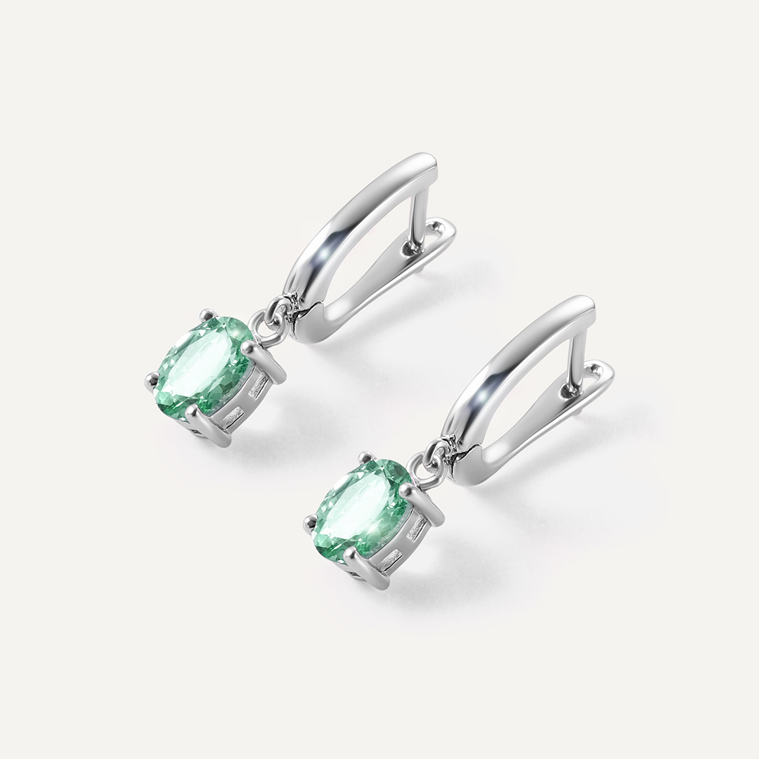 Серебряные серьги с апатитами