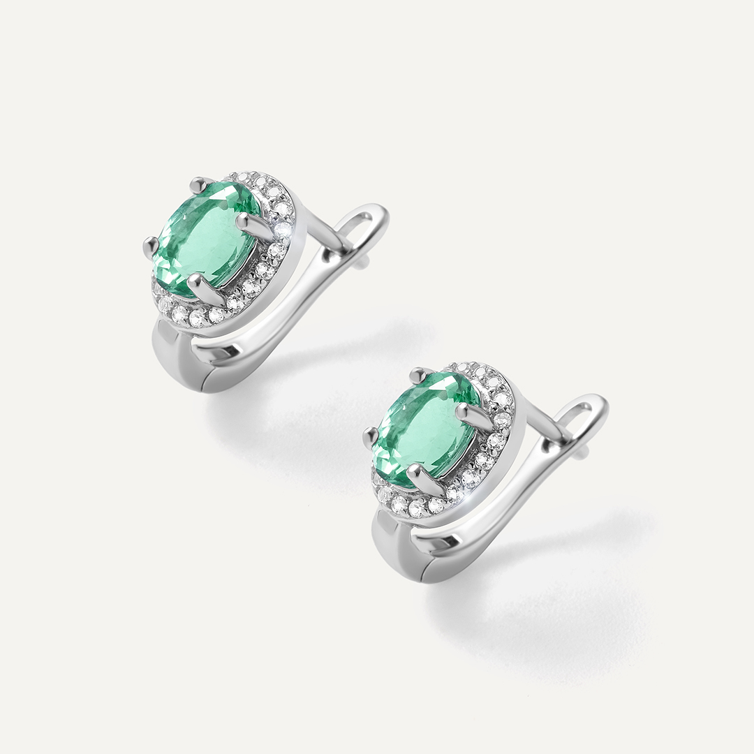 Серебряные серьги с апатитами