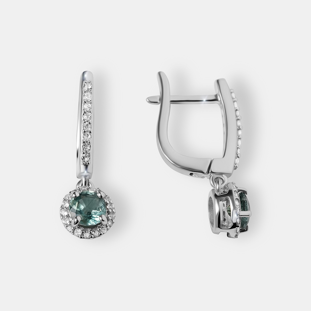 Серебряные серьги с кианитами