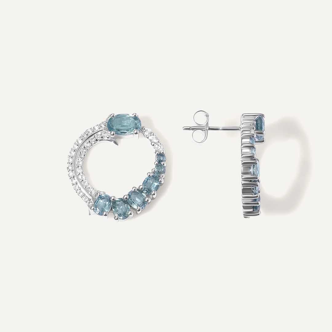 Серебряные серьги-пусеты с кианитами