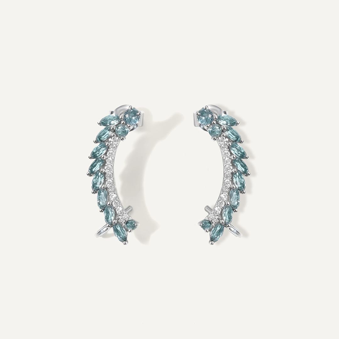 Серебряные серьги с кианитами