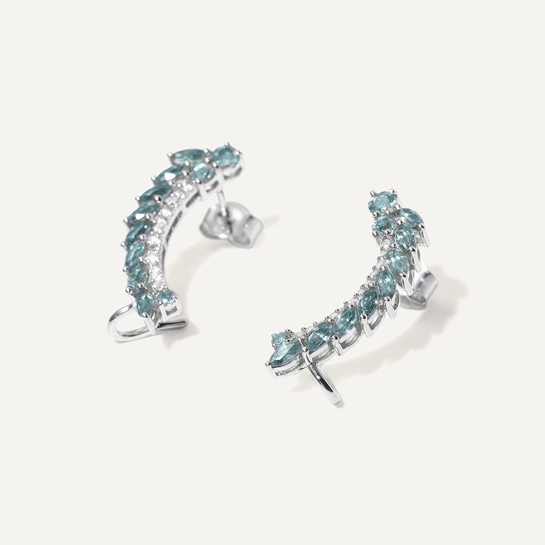 Серебряные серьги с кианитами