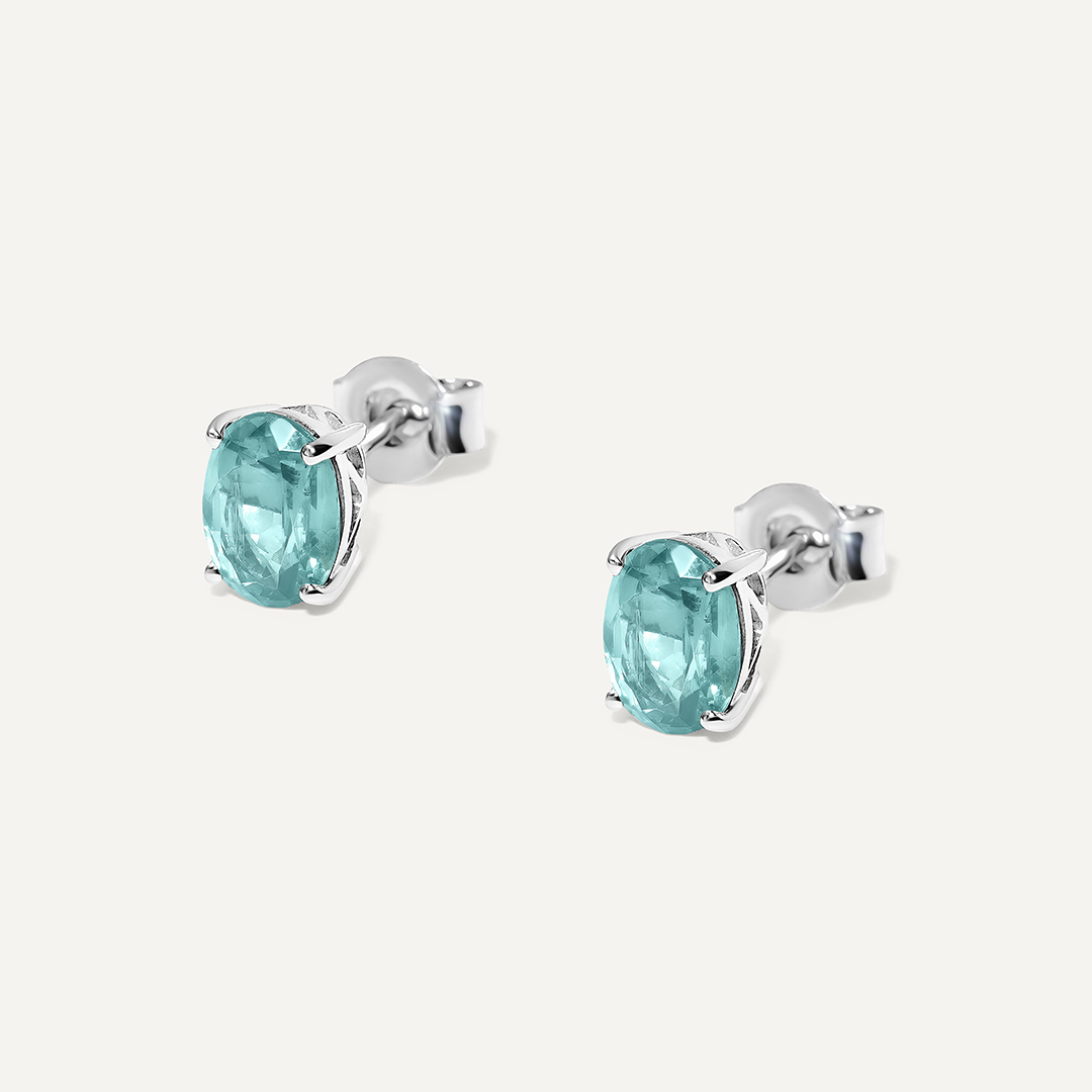 Серебряные серьги-пусеты с кианитами