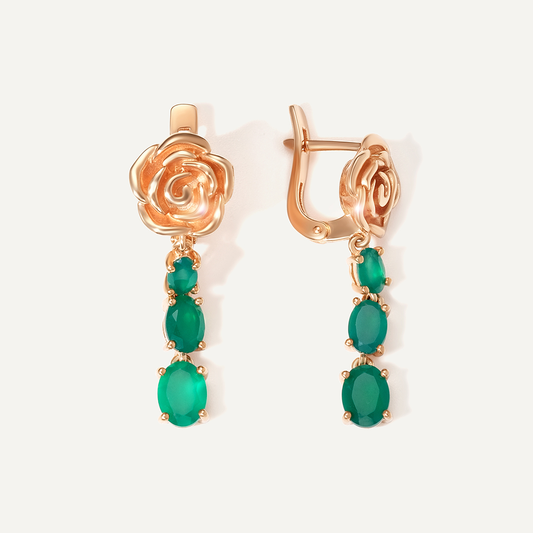 Серебряные серьги с агатами "Розы"