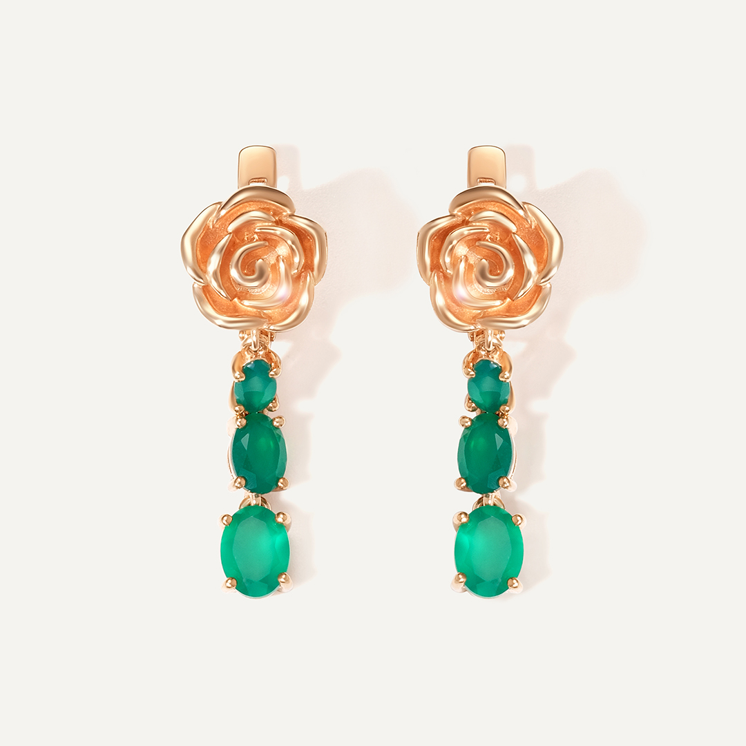 Серебряные серьги с агатами "Розы"