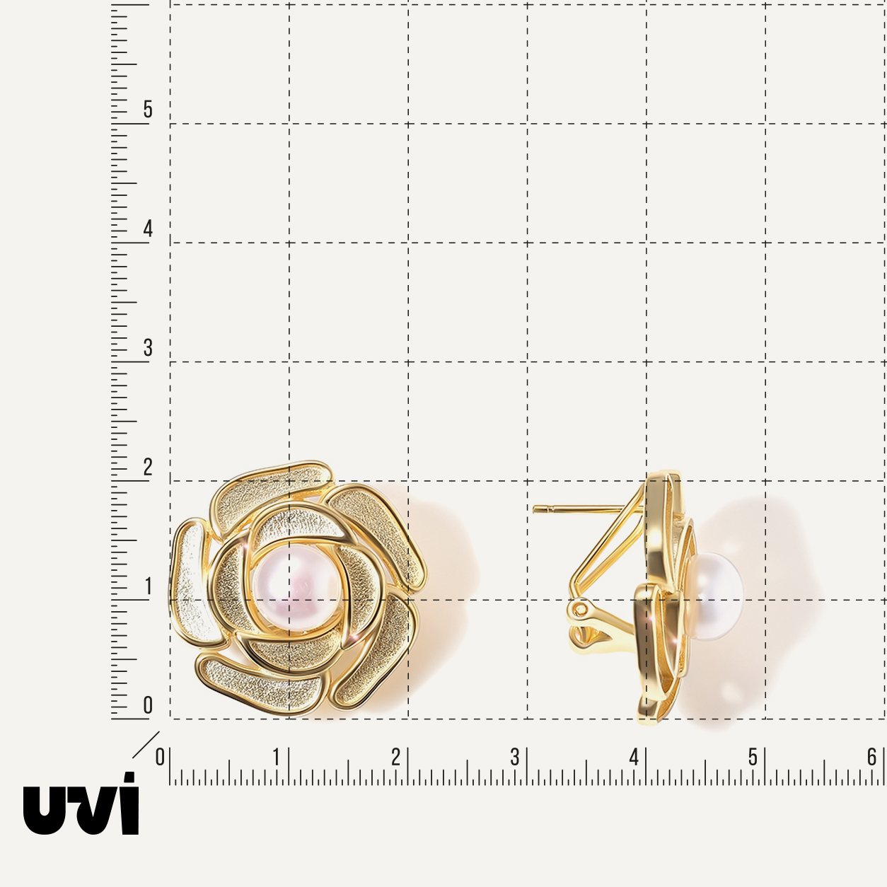 Серебряные серьги с жемчугом "Цветы"