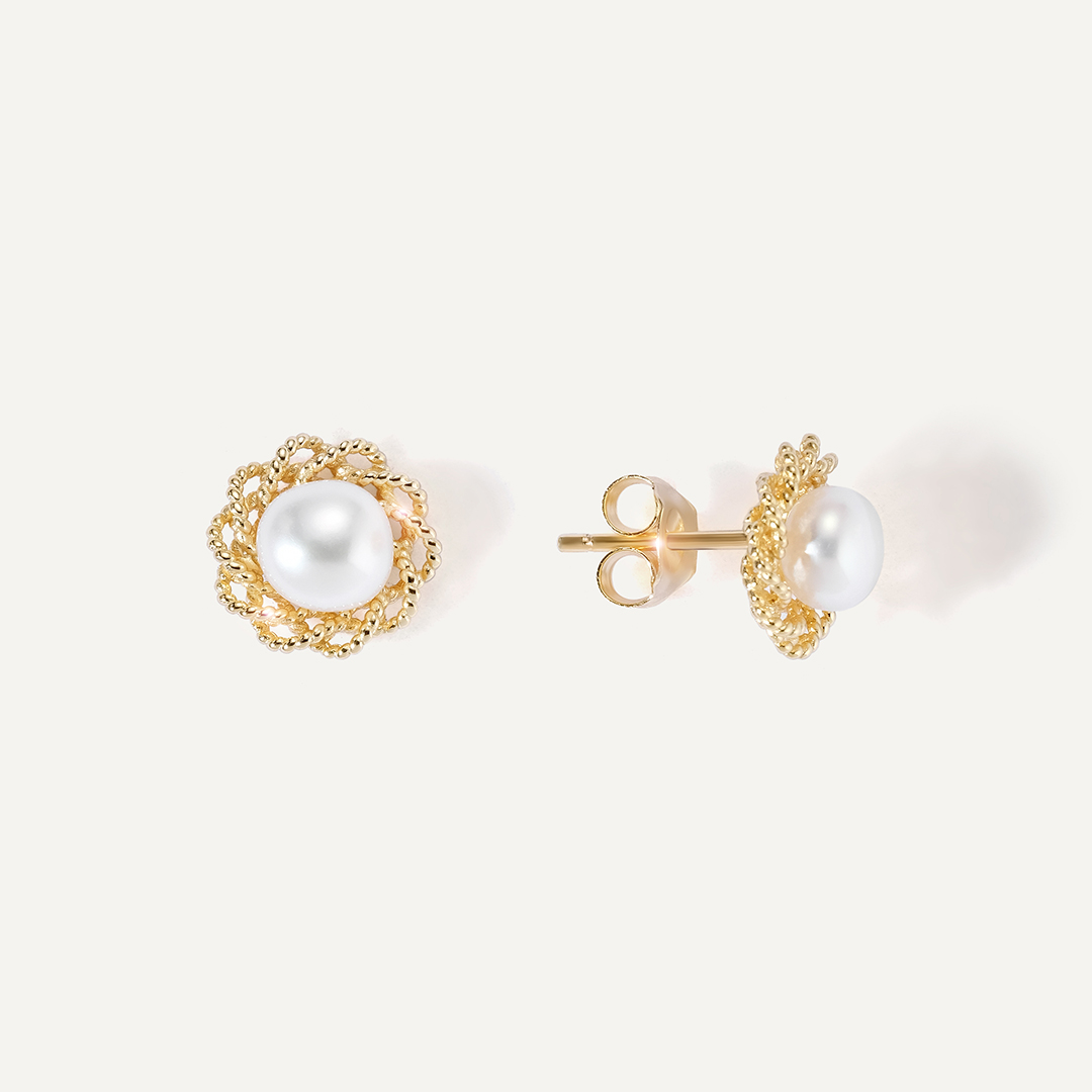 Серебряные серьги-псеты с жемчугом