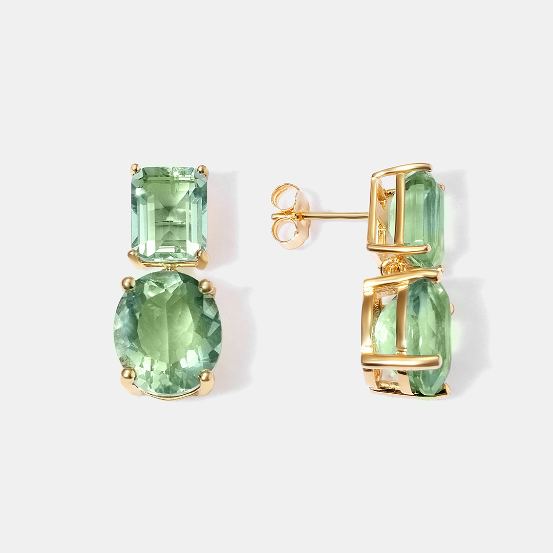 Серебряные серьги-пусеты с флюоритами