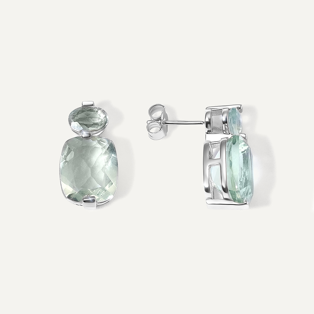 Серебряные серьги-пусеты с флюоритами