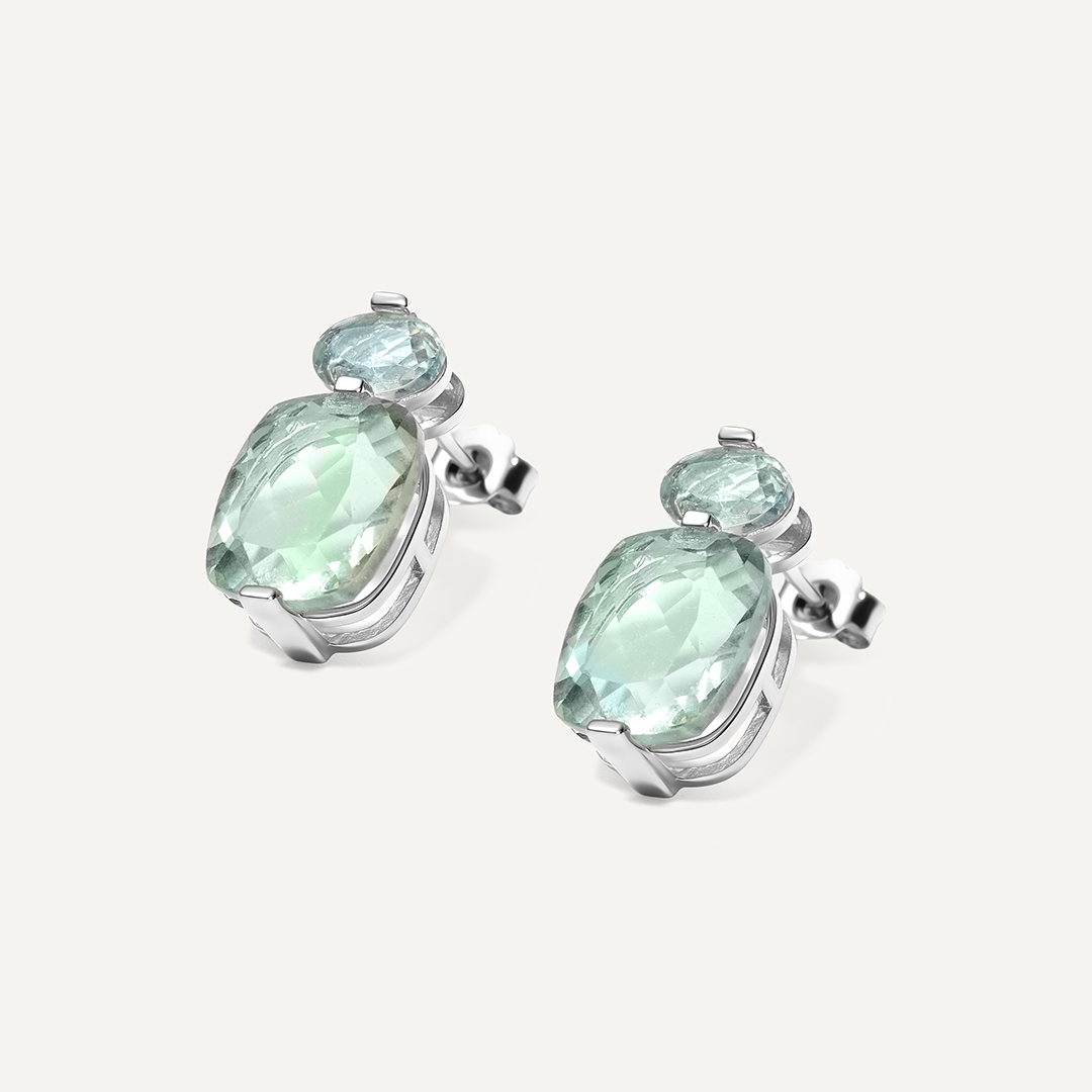 Серебряные серьги-пусеты с флюоритами