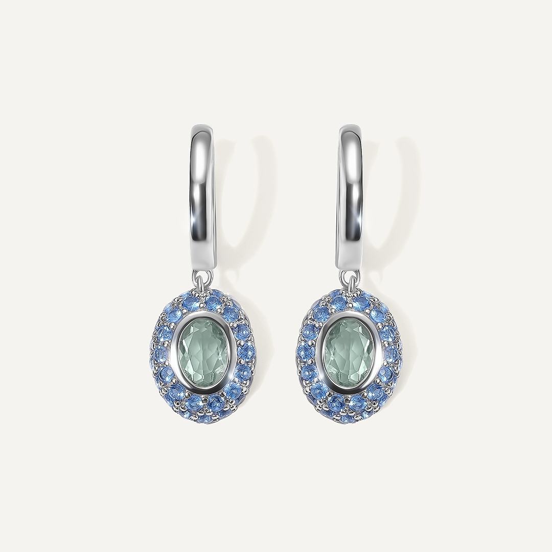 Серебряные серьги-конго с флюоритами