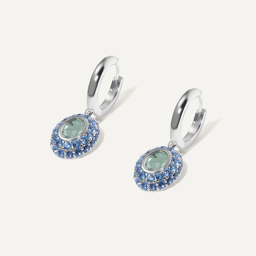 Серебряные серьги-конго с флюоритами