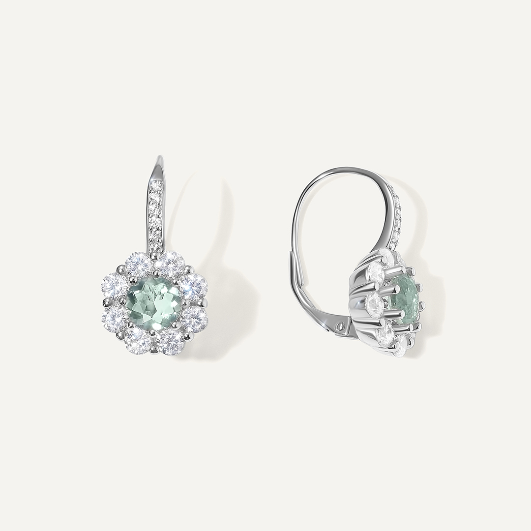 Серебряные серьги с флюоритами "Цветы"