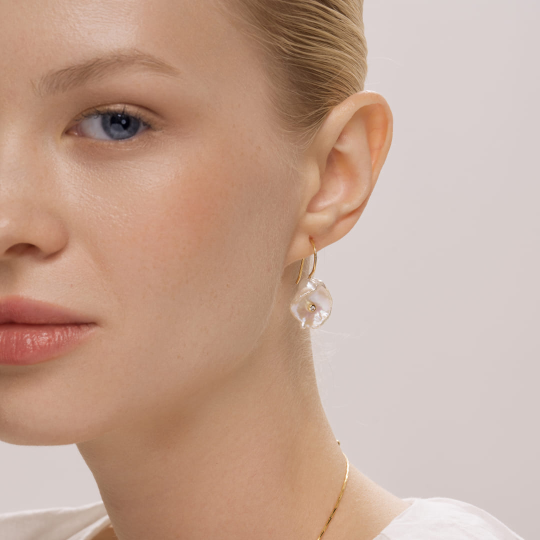 Серебряные серьги с жемчугом Барокко "Цветы"