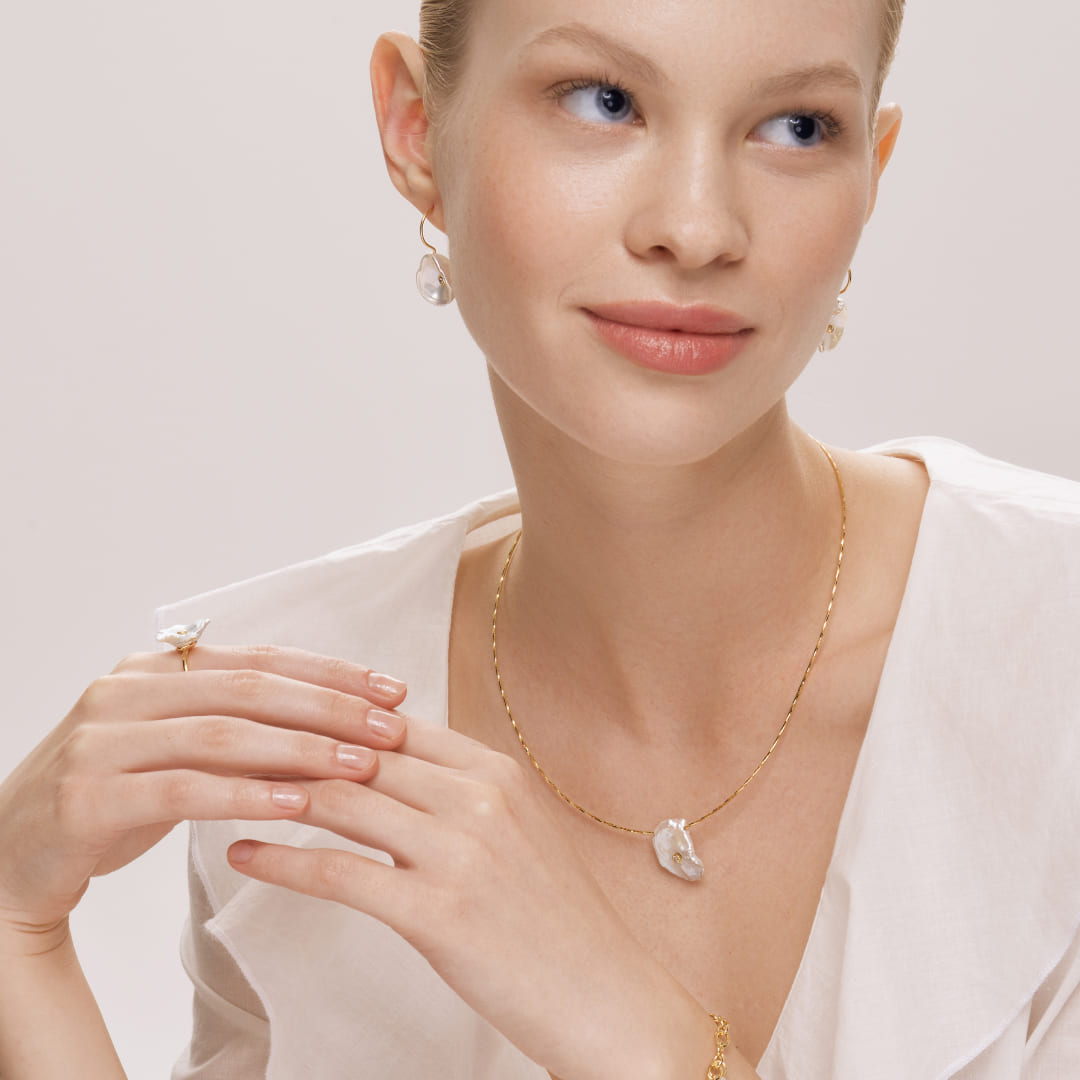 Серебряные серьги с жемчугом Барокко "Цветы"