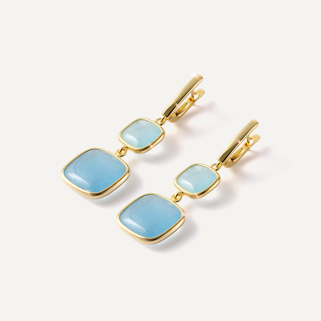 Серебряные серьги с аквамаринами