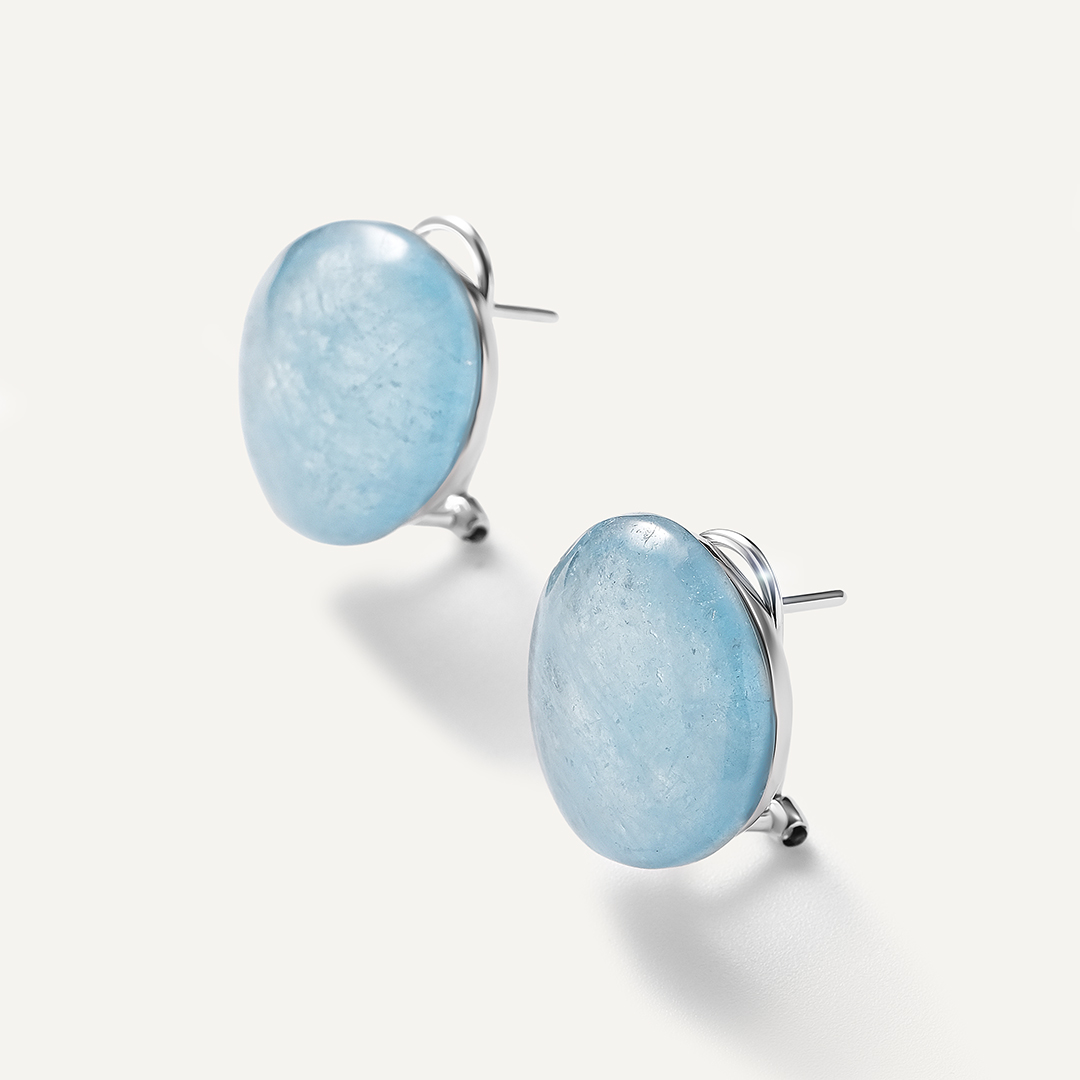 Серебряные серьги с аквамаринами