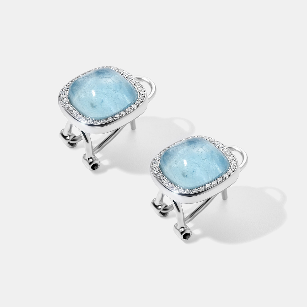 Серебряные серьги с аквамаринами