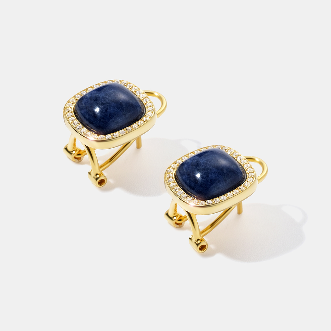 Серебряные серьги с содалитами