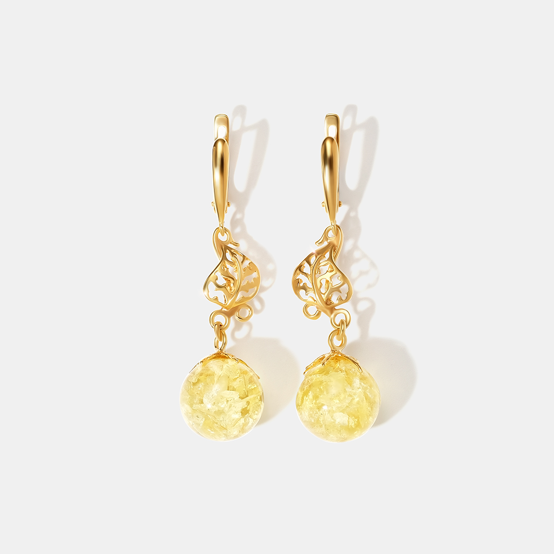 Серебряные серьги с янтарем