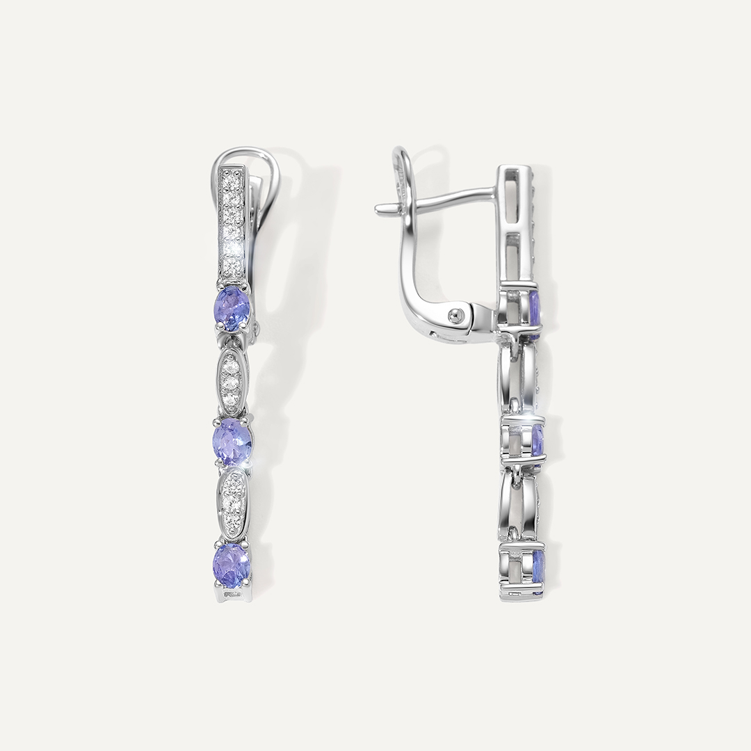 Серебряные серьги с танзанитами