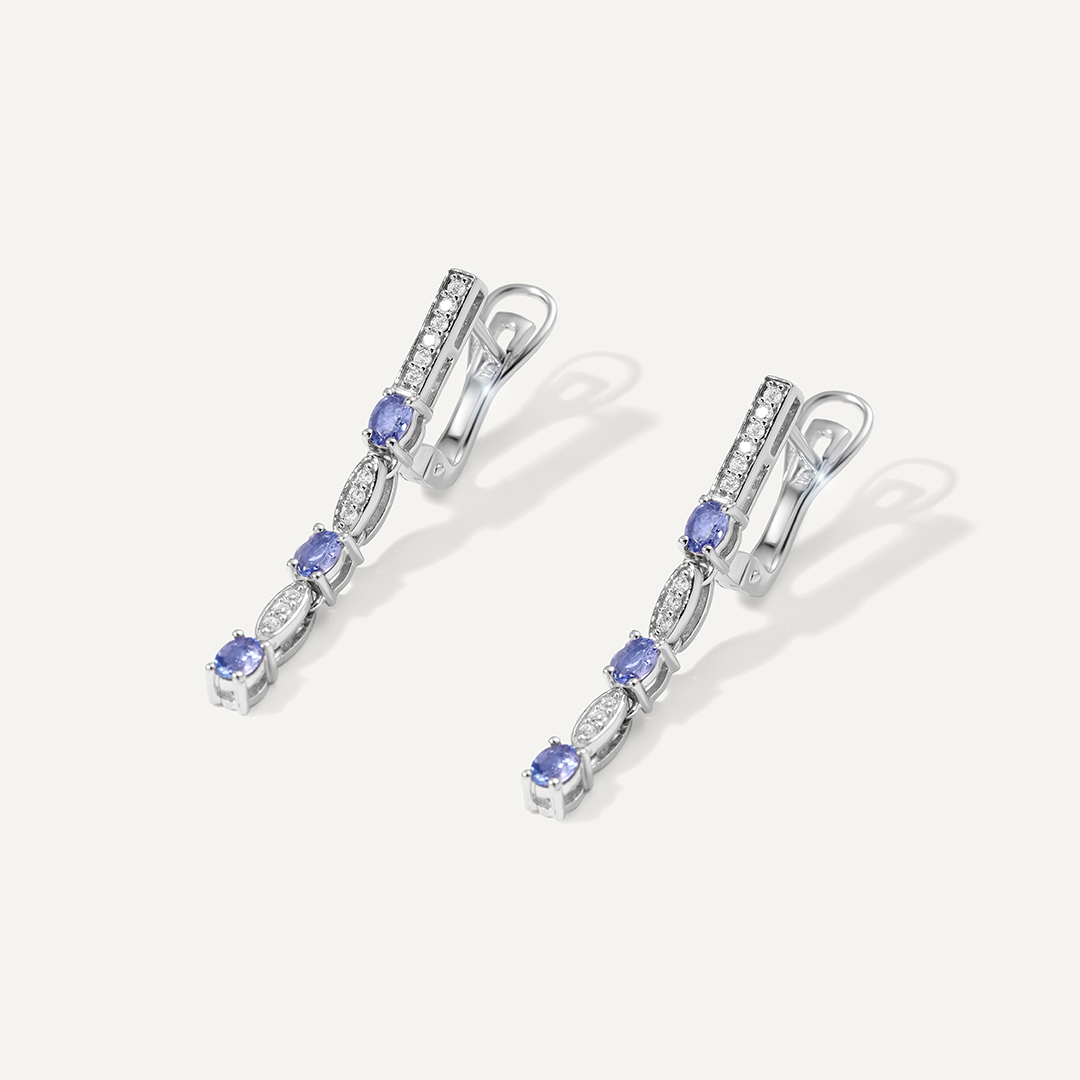 Серебряные серьги с танзанитами
