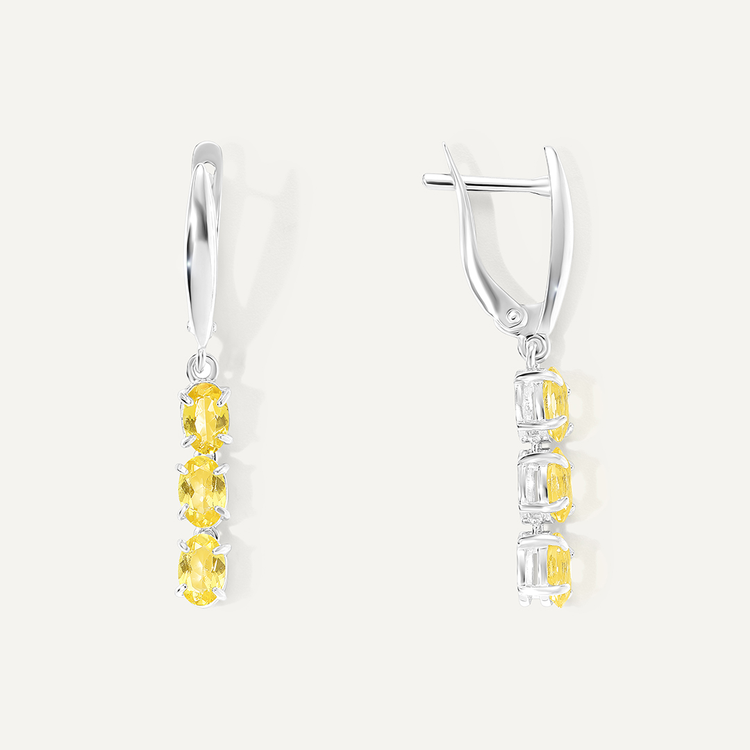 Серебряные серьги с желтыми топазами