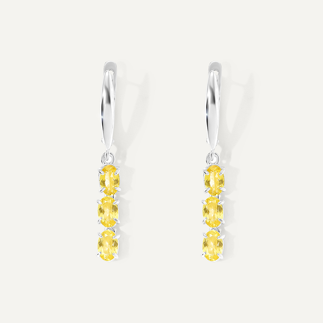 Серебряные серьги с желтыми топазами