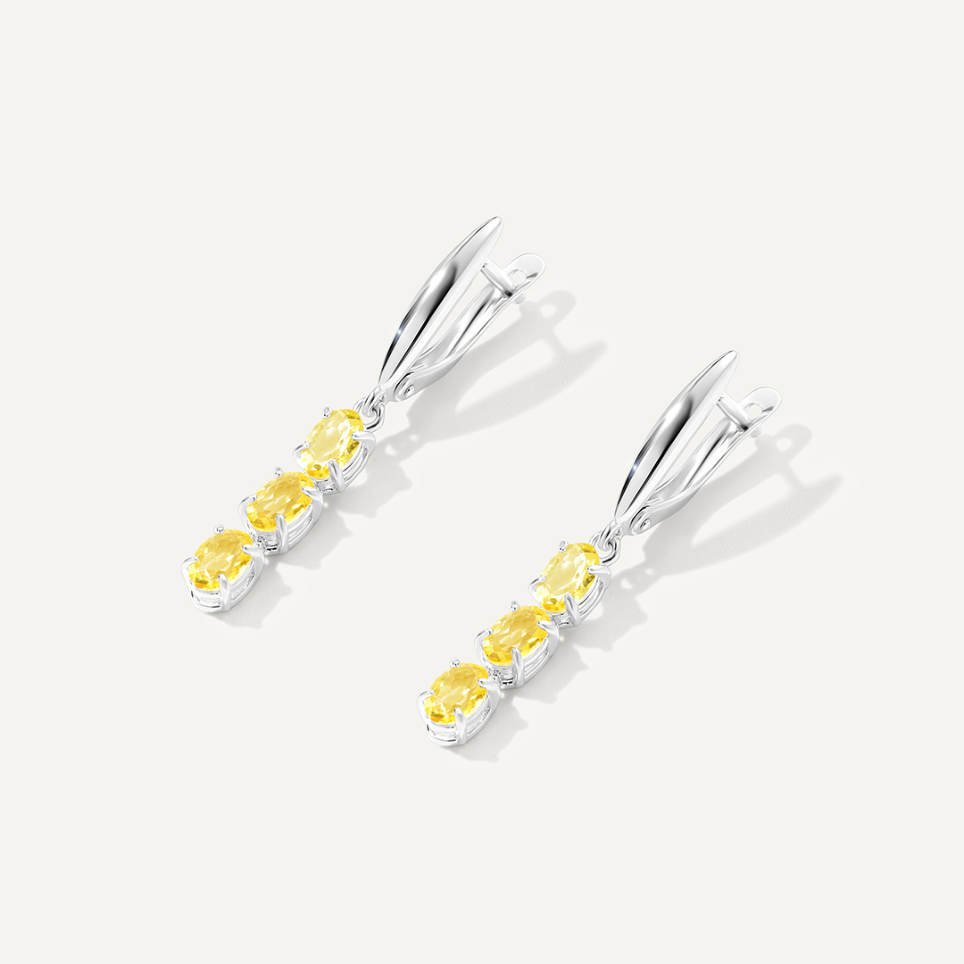 Серебряные серьги с желтыми топазами